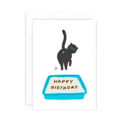 Birthday Cat Poop Greeting Card