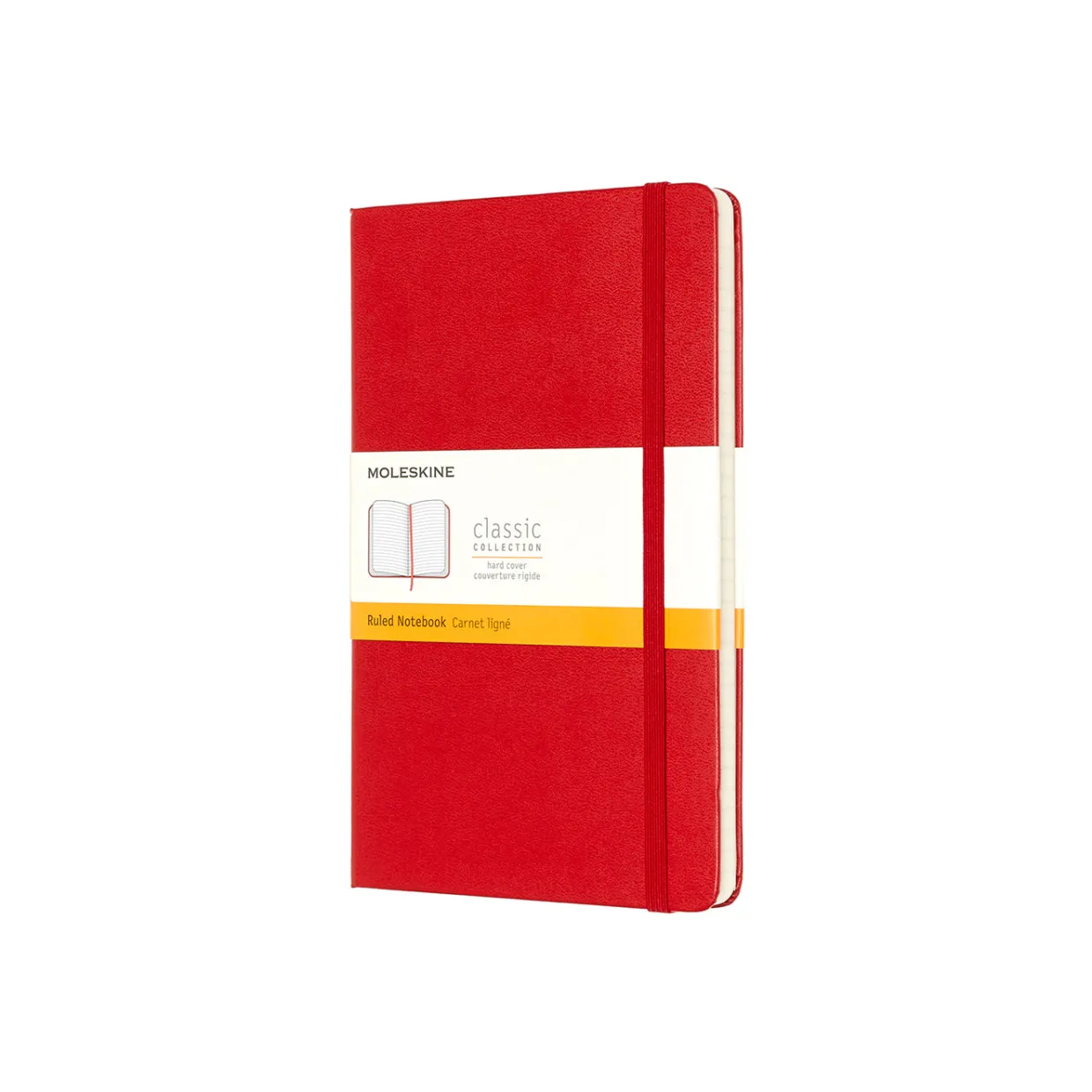 Classic Large Hard Cover Notebook Ruled Scarlet Red