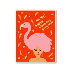 Flamingo Girl Birthday Card