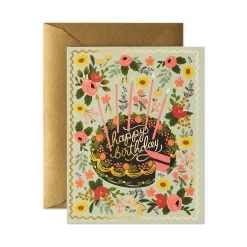 Floral Cake Birthday Greeting Card