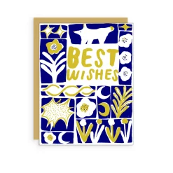 Folk Best Wishes Greeting Card