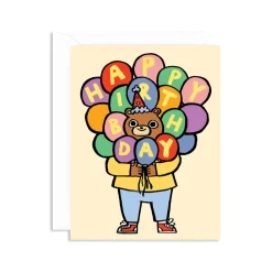 Happy Birthday Bear & Balloons Greeting Card