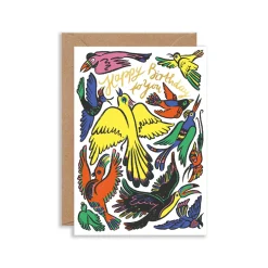 Happy Birthday Birds Greeting Card