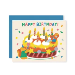 Happy Birthday Cake and Candles Greeting Card