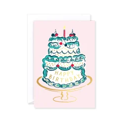 Happy Birthday Cake And Candle Greeting Card