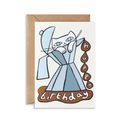 Happy Birthday Cat and Coffee Greeting Card
