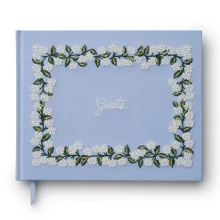 Hydrangea Embroidered Fabric Guest Book