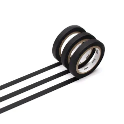 Matte Black Washi Tape Slim Cord Set of 3