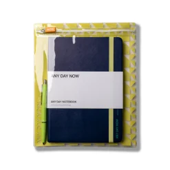 Notebook, Pen and Pouch Gift Set Navy & Lime